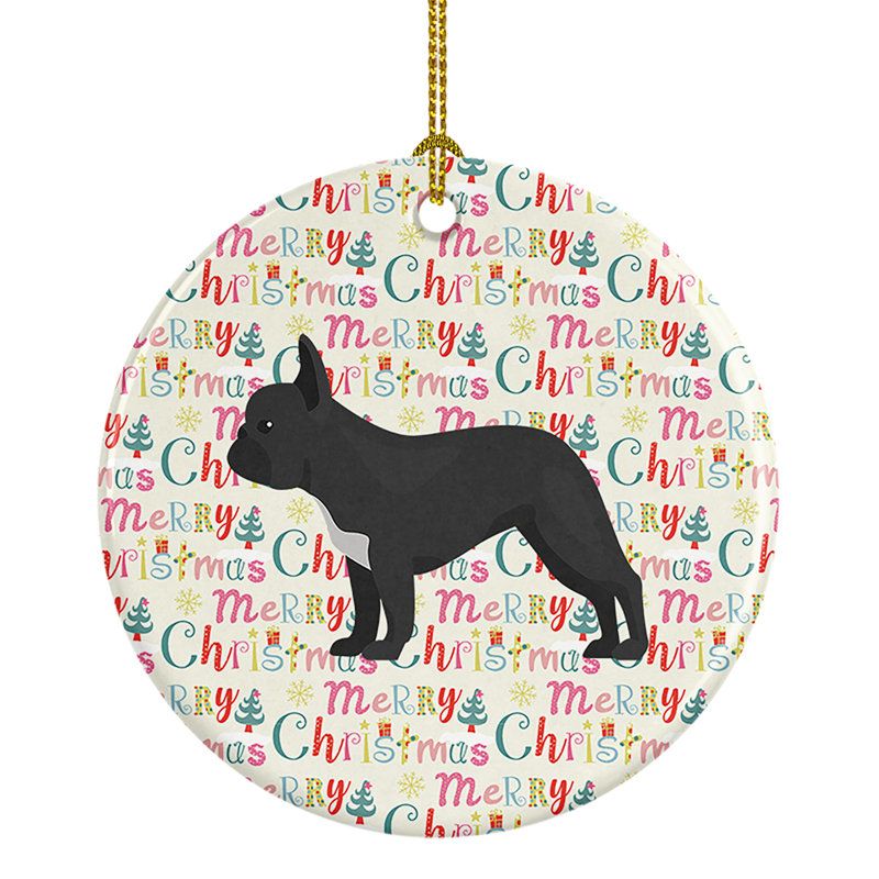 Figurine suspendue bouledogue français # 1 Merry Christmas