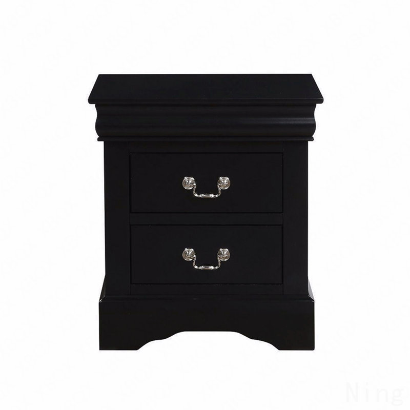 Table de chevet 2 tiroirs, Noir