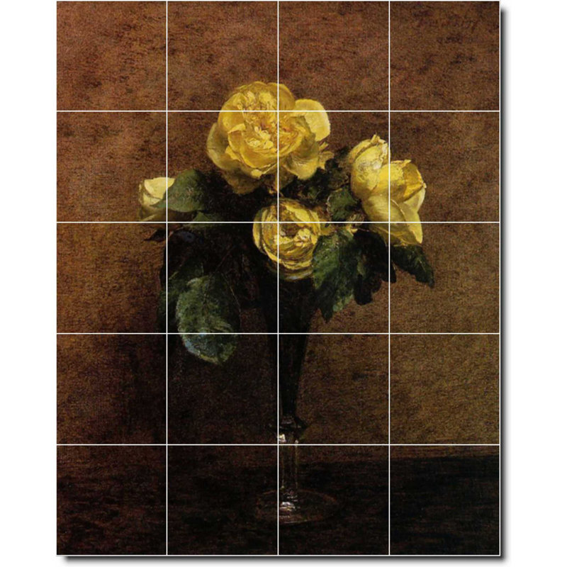 Carreau de céramique décorative 24 po x 30 po 6 po x 6 po, Fleur 03113