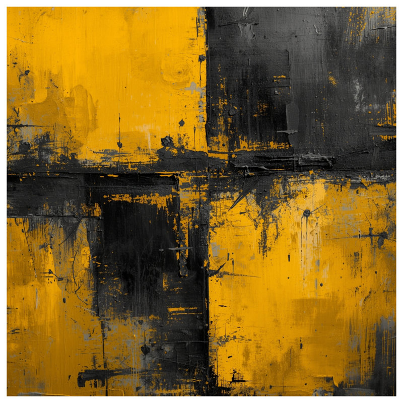 Coussins décoratifs jaunes et noirs à motif abstrait, 18 po x 18 po