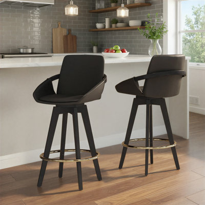 Tabouret de comptoir à hauteur fixe 26 "avec repose-pieds rond Whitacre
