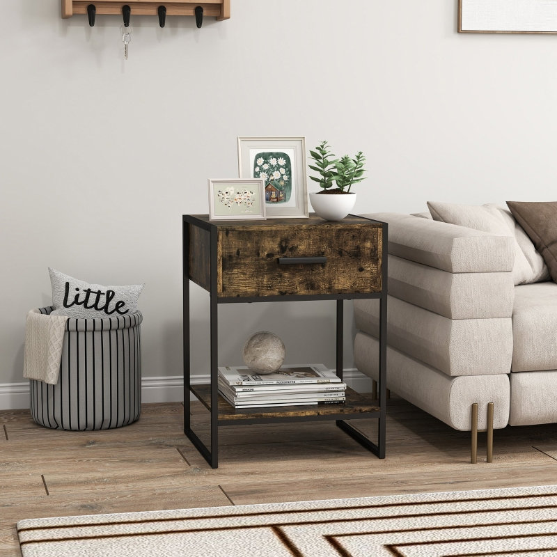 45 cm W Steel Bedside Table