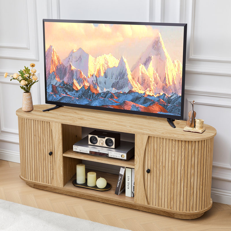 62" TV Stand with Tambour Door, Yellow