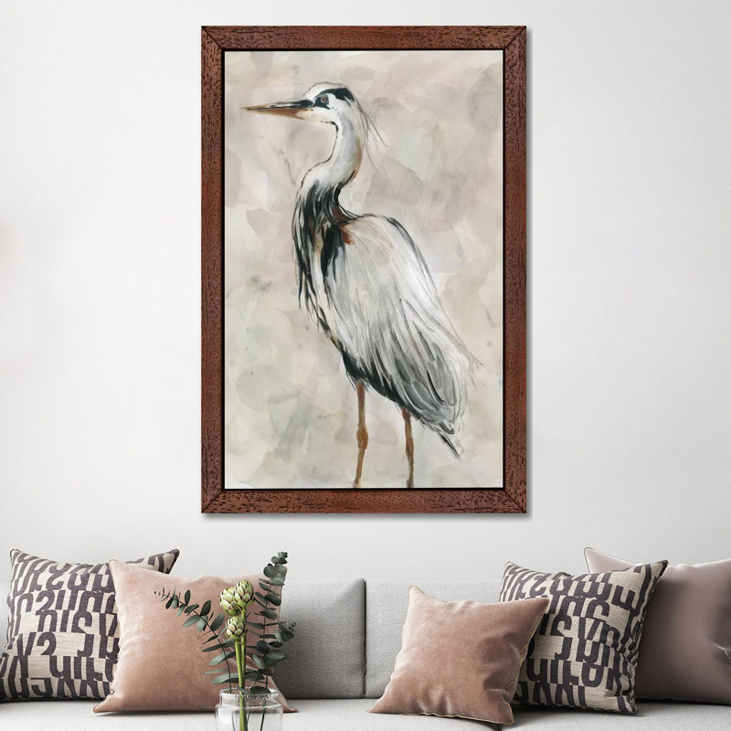 Crane at Dusk II 1 Piece Painting on Canvas, 152.5 cm H x 101.5 cm W, Brown Framed