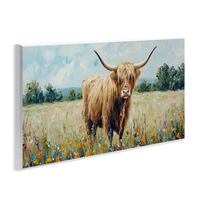 Plaque murale Highland Cow Meadow, design par Petal Prints Design