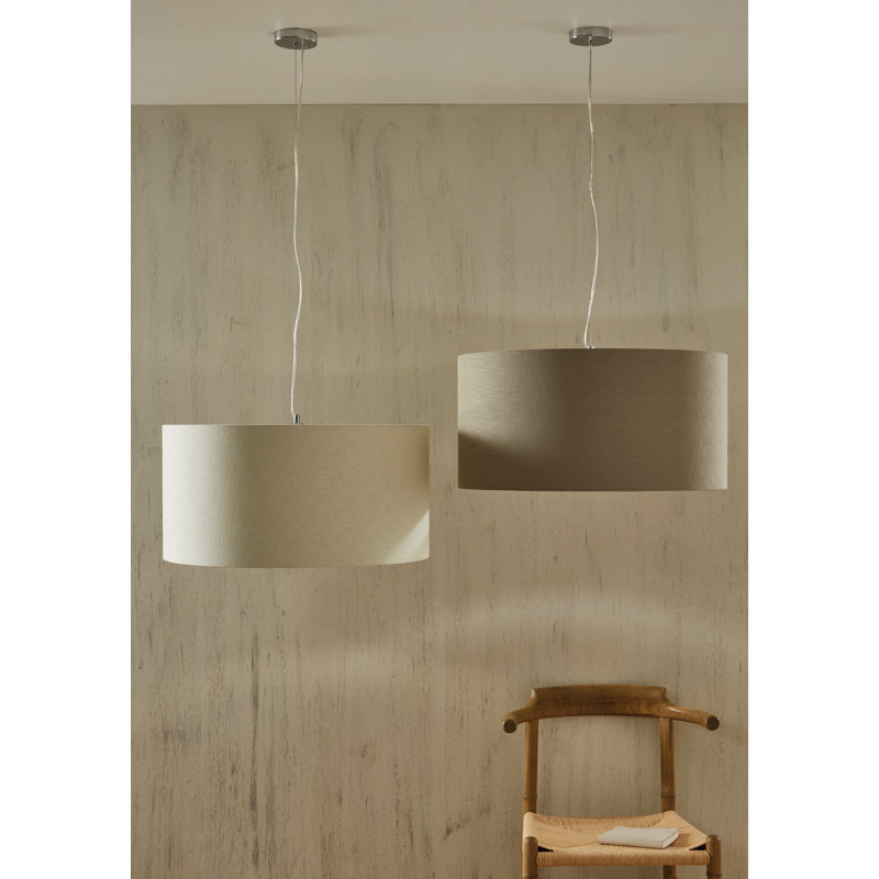 Lino Self Lined Linen Drum Shade, Cream, 23cm H x 35cm W x 35cm D