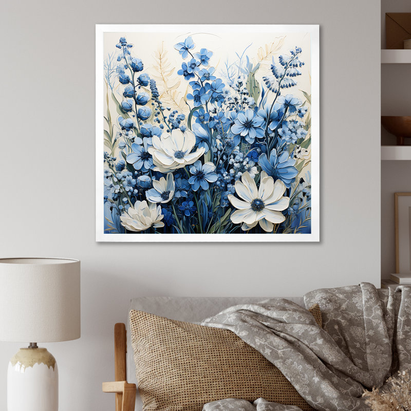 Blue Bonnets White Flowers III, reproduction d'art sur toile, H 16 po x l 16 po x P 1 po, Blanc