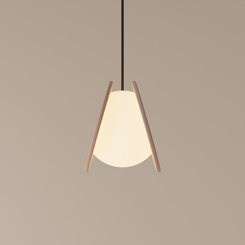 Pendulum Pendant Light, Black, Blossompink, 14" H x 9.69" W x 8.03" D