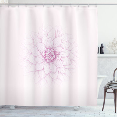 Ambesonne Dahlia Shower Curtain Close up Petal Sketch Maroon White -  sc_53605