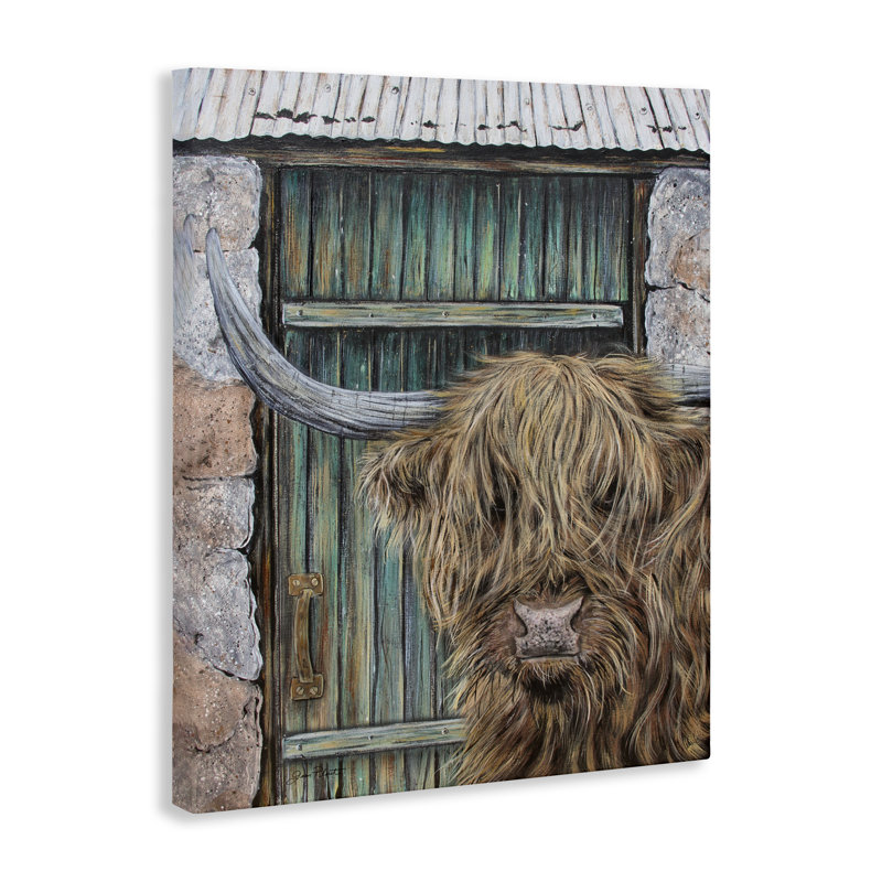 «Highland Cow» par Barn Door Canvas, conception par Jean Plout, H 20 po x l 16 po