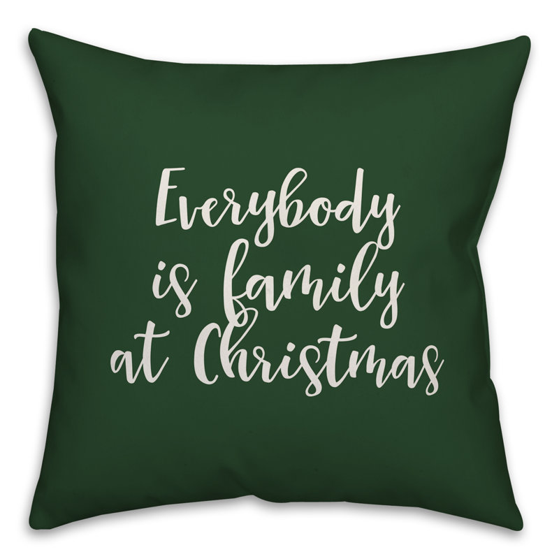  Coussin décoratif «Everybody is Family at Christmas», Vert foncé, Housse de coussin