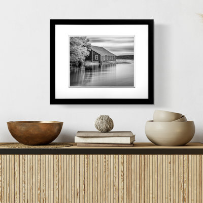 Gallery Solutions - Flat Black Wall Picture Frame - Double White Mat - Wall/Wall Mount Display - Perfect Fit For Photos - Versatile Mounting Options - Rectangular Poster Frame