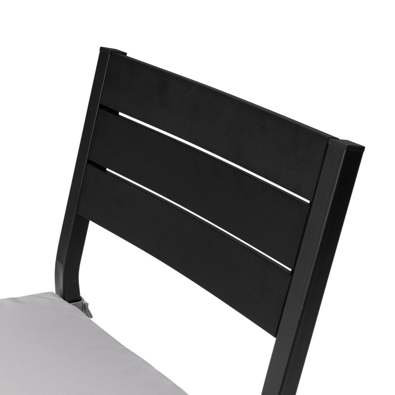 Ensemble de salle à manger pour 2 personnes en métal avec table de bar rectangulaire, coussins inclus, Beige, Noir