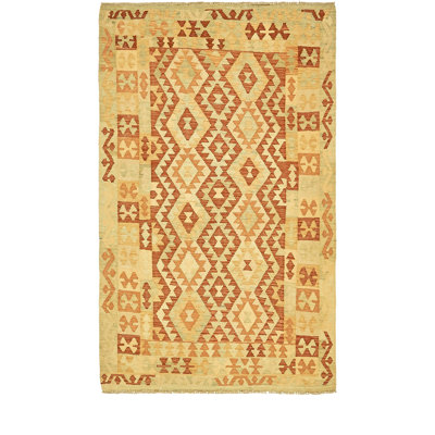 Tapis en laine rouge 3 pi 9 po x 6 pi 3 po one-of-kind main-noué la new age Elland