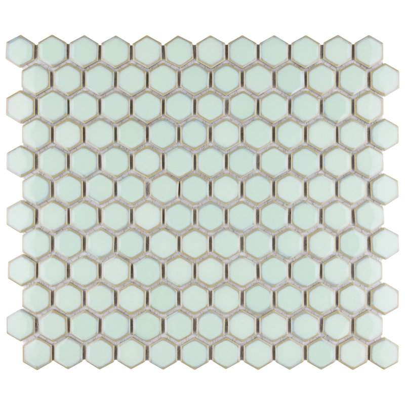 Hudson 1" Hex Light Green 11-7/8" x 13-1/4" Porcelain Mosaic Tile
