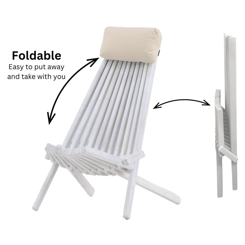 Mazeda Solid Wood Folding Bench Folding Chair, White