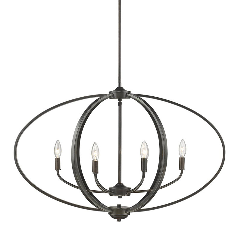 Lustre 6 lumières façon bougie Petitt, Bronze étrusque, Pas d'abat-jour