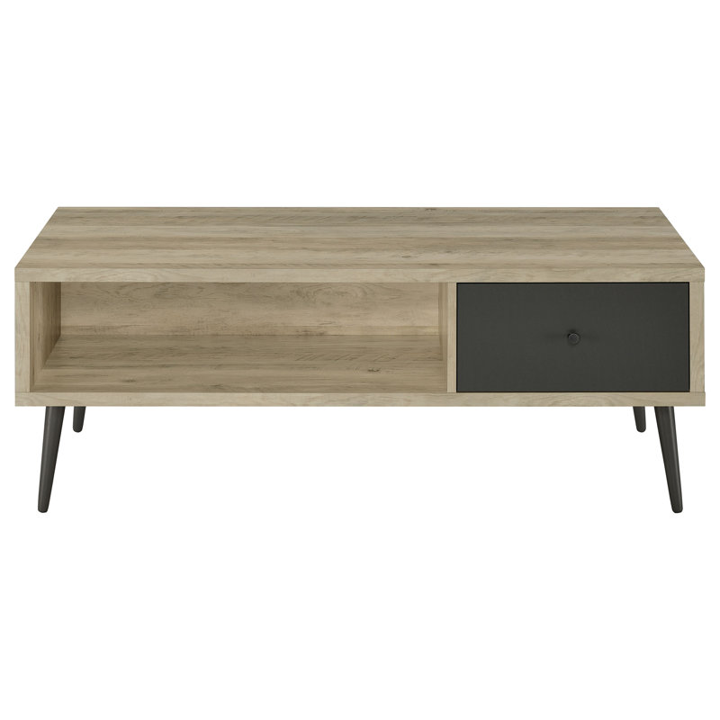 Table basse en bois d'ingénierie à 1 tiroir en pin vieilli