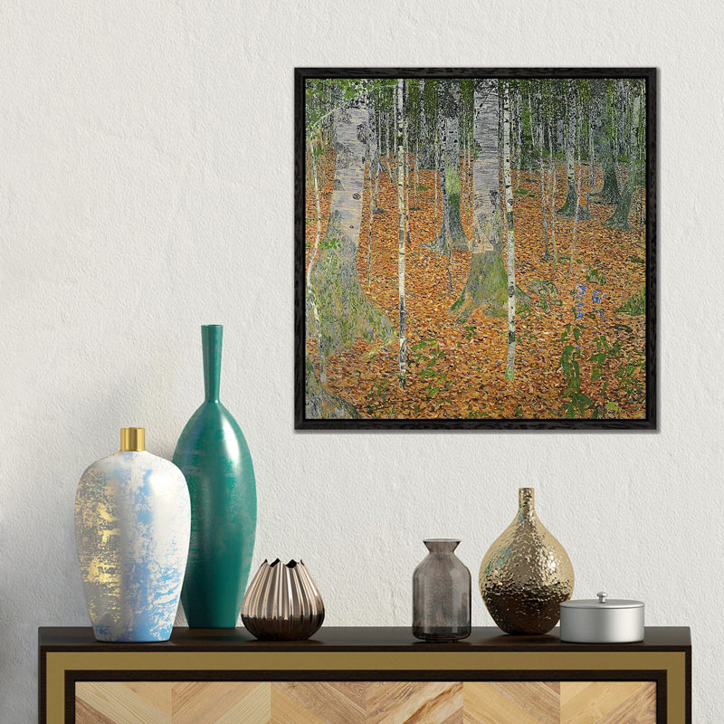 The Birch Wood, 1903 by Gustav Klimt - Wrapped Canvas Painting, Black Framed, 45.72 cm H x 45.72 cm W