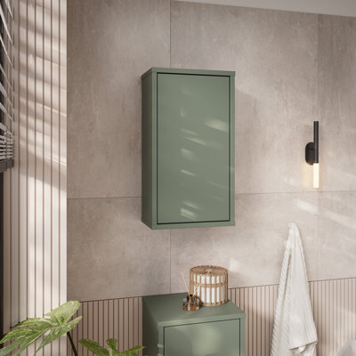 Hadiya Minimalistic, wall mounted bathroom cupboard with 1 push-to-open door, engineered wood, 39.8 cm W x 72 cm H x 23.4 cm D