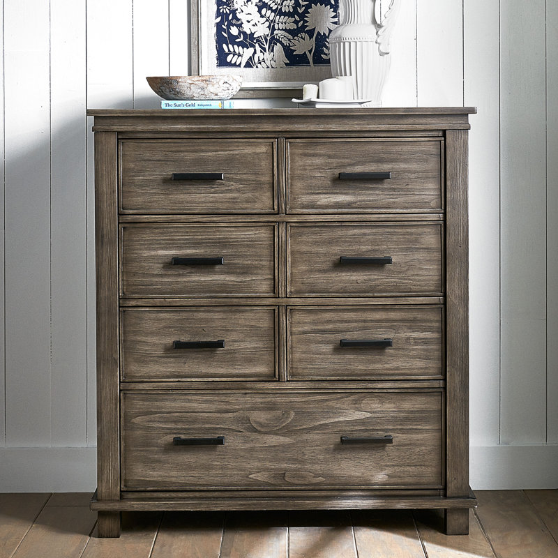 Commode 7 tiroirs Eldrid, Bleu gris