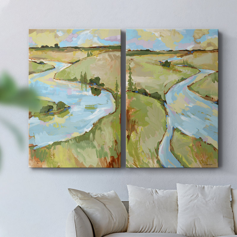 Upriver II - Toile tendue avec châssis de qualité supérieure - Prêt à accrocher, H 27 po x l 36 po