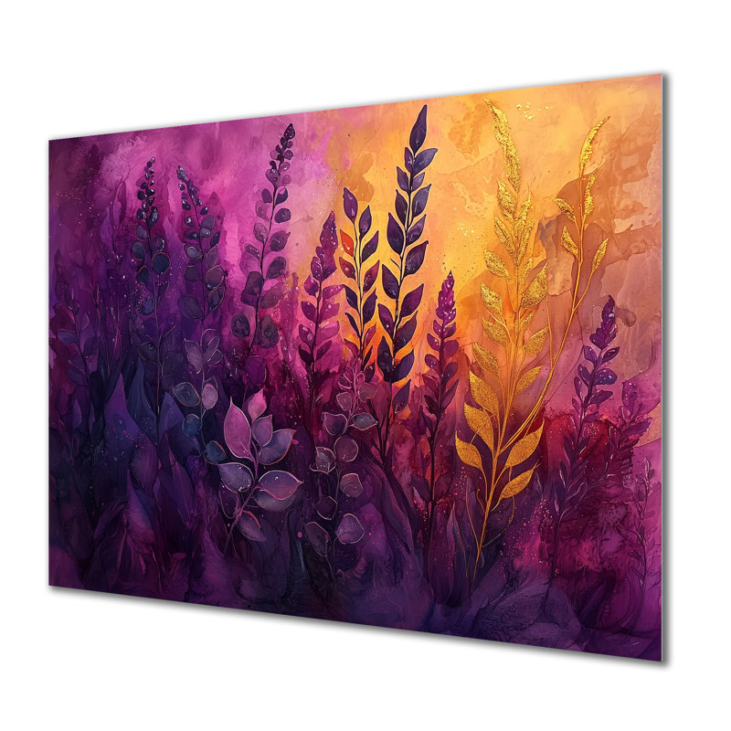 Lavande et plantes succulentes, paysage de plantes I - décoration murale en métal succulent, H 34 po x l 44 po