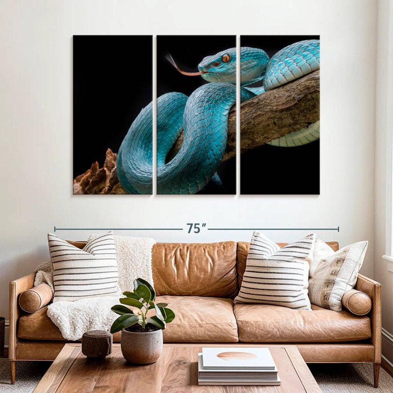 Brampt Slithering Blue Viper, 42" H x 65" W