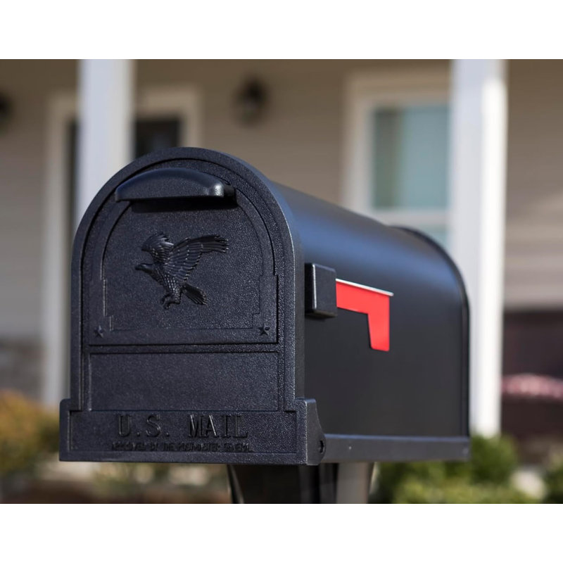 Arlington Large Black Galvanized Steel Post Mount Mailbox