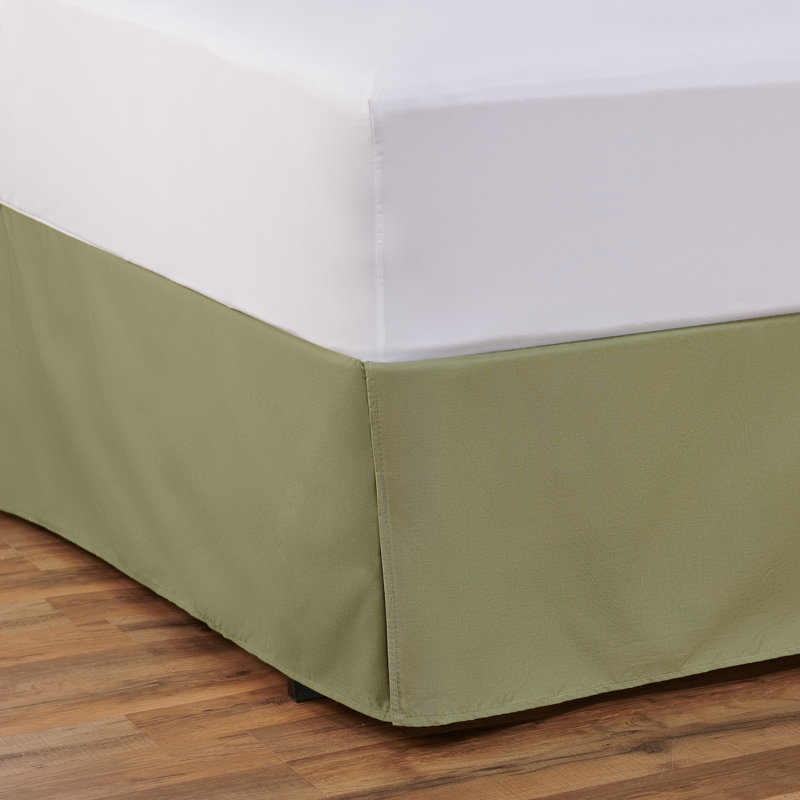 White Full Cotton Blend Tailored Bed Skirt with Split Corners