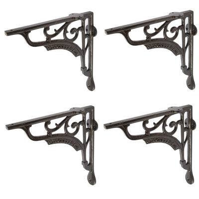 Hammer & Tongs - Ornate Iron Shelf Bracket - D200mm - Black