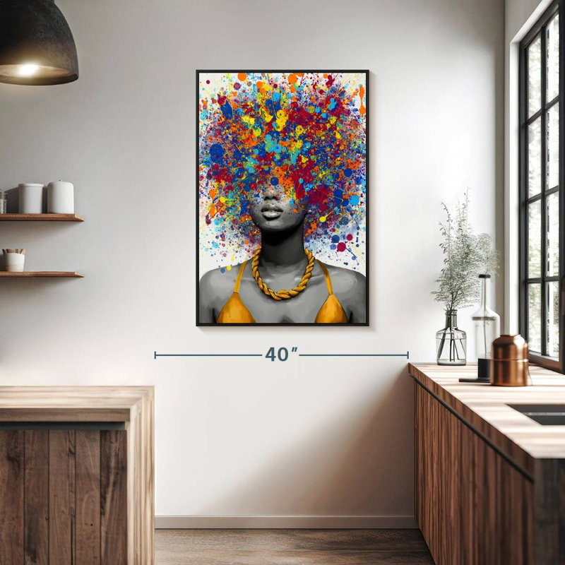 Afro Pop II, Cadre flottant noir, 27 po x 40 po