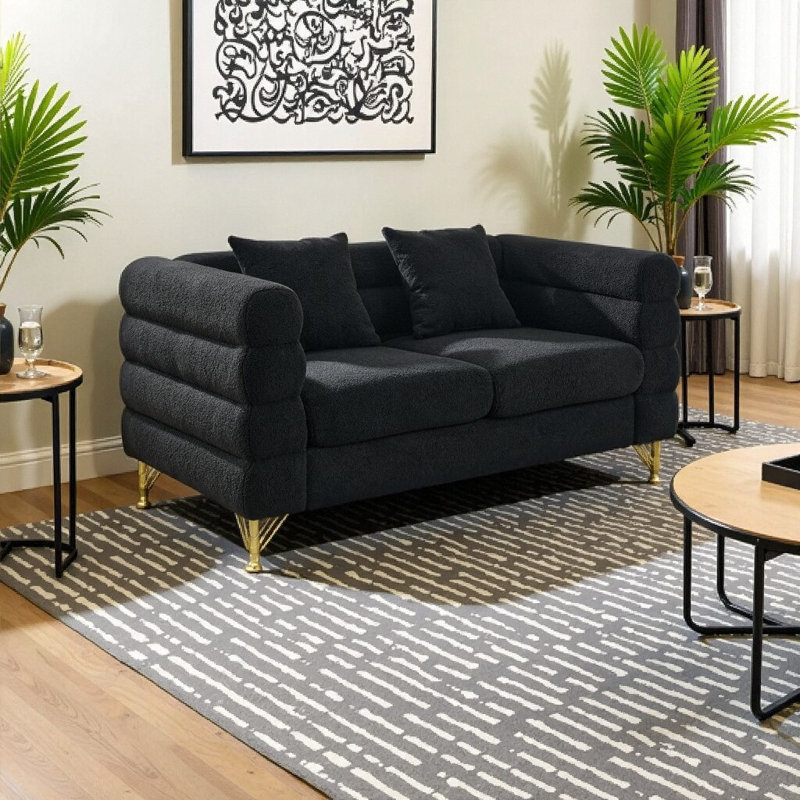 Canapé modulaire surdimensionné en tissu 60 po Teddy | Canapé Art déco 2 places | Canapé d'appoint à assise profonde | Coussins inclus