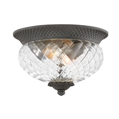 Plantation 2-Light Aluminum Outdoor Flush Mount Ceiling Light
