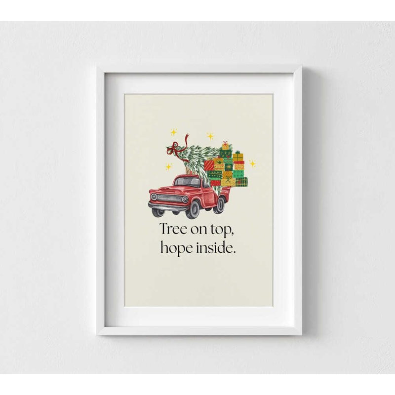 Impression de livraison des Fêtes: scène de voiture de Noël confortable, H 24 po x l 32 po, Blanc