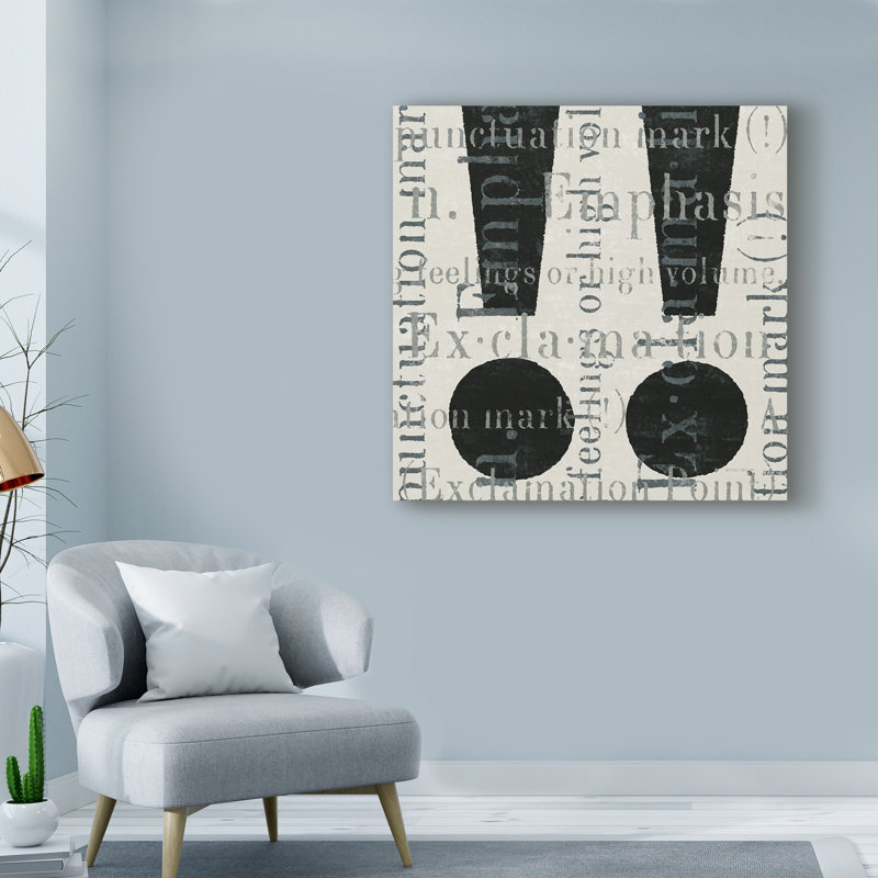 « punctuation text i », art textuel sur toile tendue, H 14 po x l 14 po x P 2 po