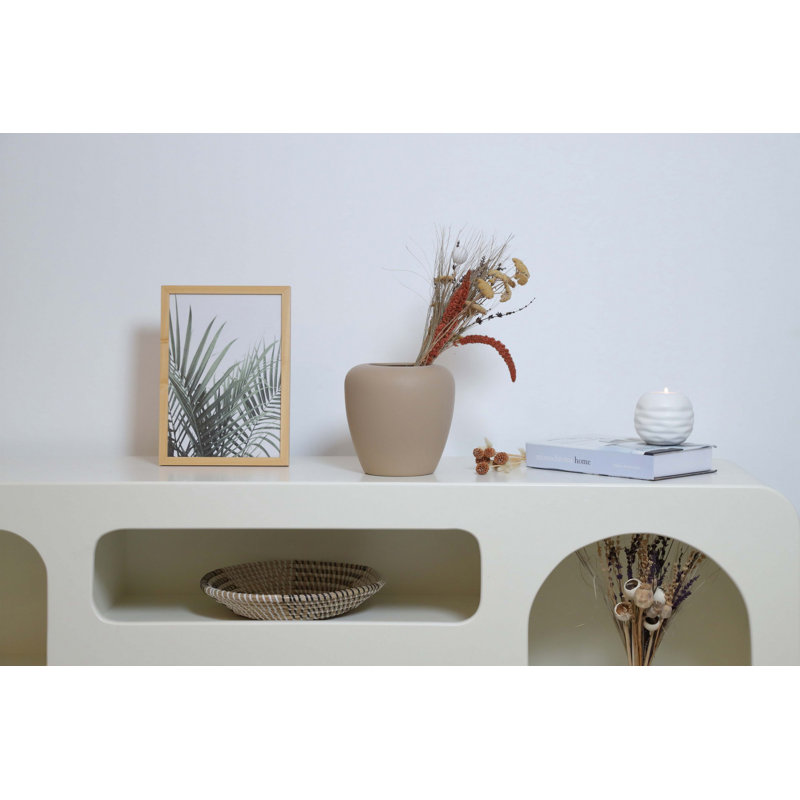 Elegant Ceramic Vase, Beige Color, 7.1 x 7.1 x 7.1 Inches | 100% High-Quality Ceramic, Perfect for Home Decor & Floral Arrangements | Modern Design for Living Room, Office, or Dining Space