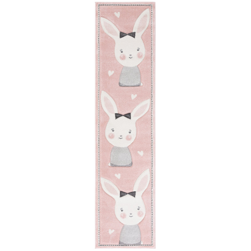 Tapis rose à imprimé animalier Glantz, Tapis de couloir 2 pi 3 po x 10 pi