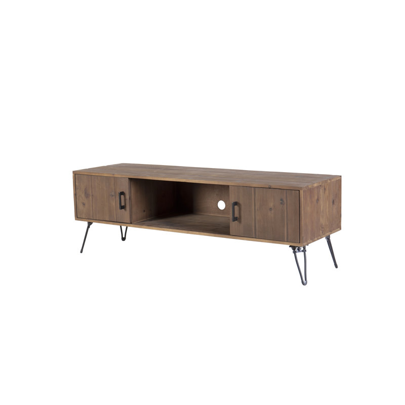 Reclaimed Wood Industrial Media Storage Unit With 2 Cabinets - Solid Wood, Natural, Living Room Furniture, 60 In D X 18 W 20 H Tv Stand Options Room,
