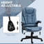 Fauteuil de bureau avec options de vibration et de chauffage - Massage lombaire par fatigue, massage par ordinateur inclinable, accoudoir en cuir PU bleu