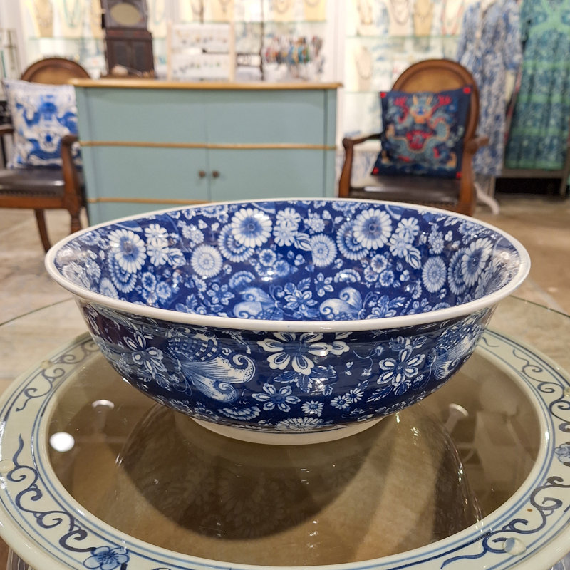 Porcelain China Decorative Bowl, 5" H x 13.5" W x 13.5" D