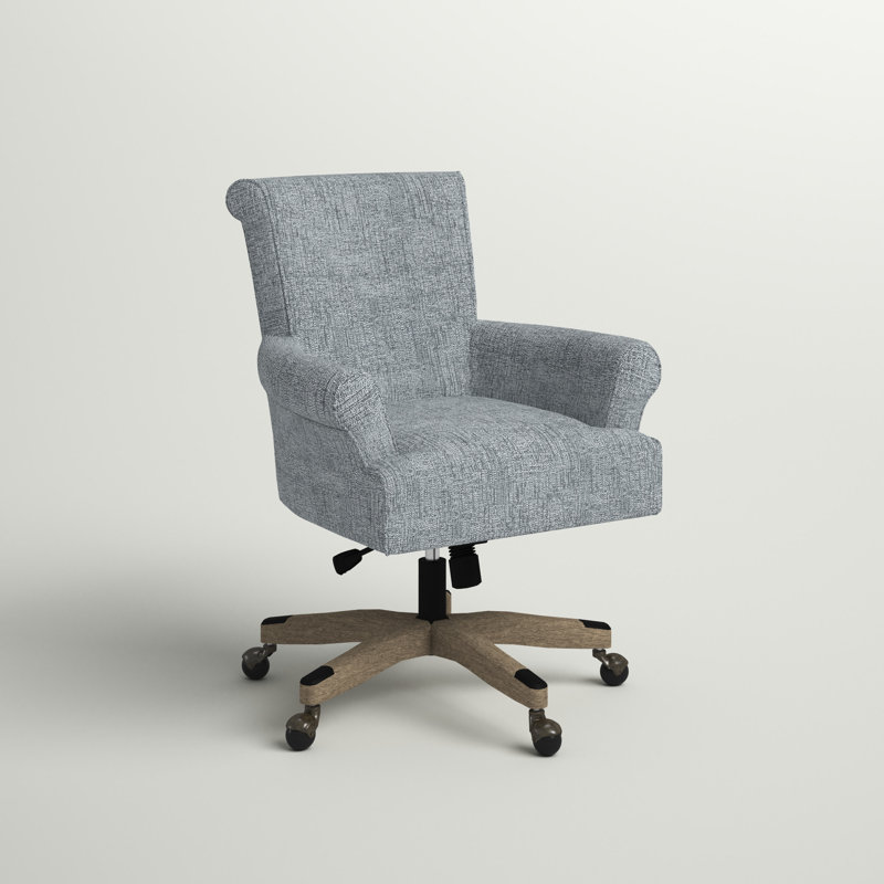 Megan Mist Gray Fabric Swivel Task Chair with Adjustable Arms