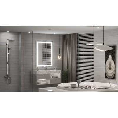 Martrez Frameless LED Lighted Bathroom / Vanity Mirror with Brightness Adjustable, Memory Function, Anti-fog