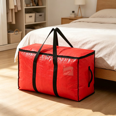 8PCS Red 72L Storage Bag, Cotton Quilt and Clothing Organizer, Waterproof Moisture Proof Moving Sorting Bag for Home Bedroom