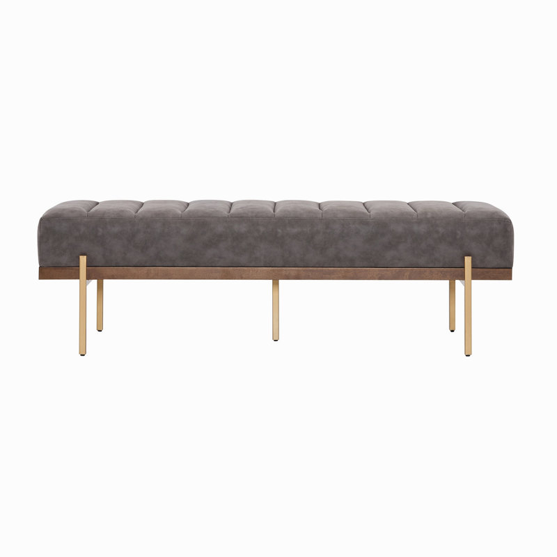 Banquette rembourrée capitonnée avec pieds dorés