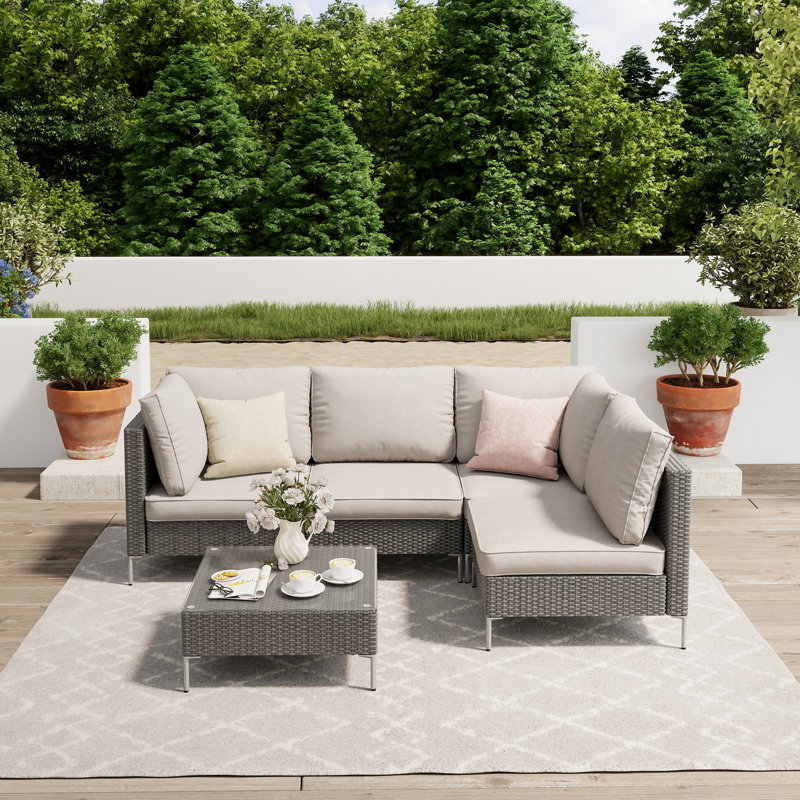 Ensemble de conversation pour 4 personnes, Gris