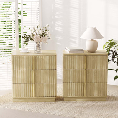 Table de chevet vintage à 3 tiroirs avec rangement spacieux pour la chambre à coucher et le salon
