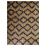 Tapis géométriques dorés à la main 100% laine, forme rectangulaire, noué à la main