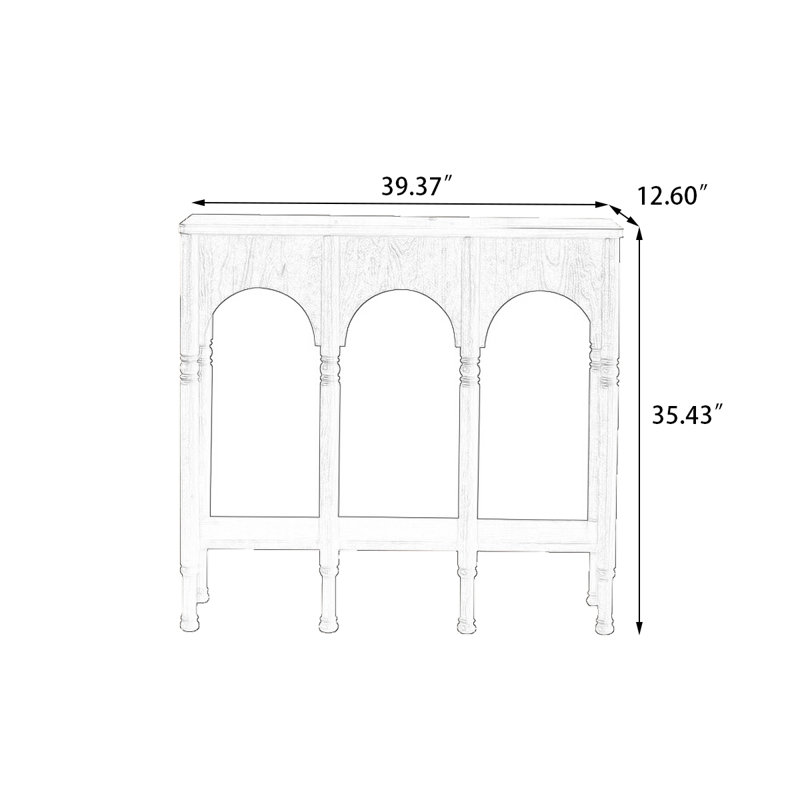 39.37" Brown Rectangular Solid Wood Console Table