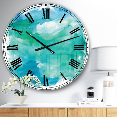 Horloge ronde en métal Sea Glass